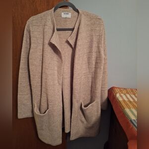 Old Navy Women's Long Taupe Open-Front Cardigan Large Pockets Size M